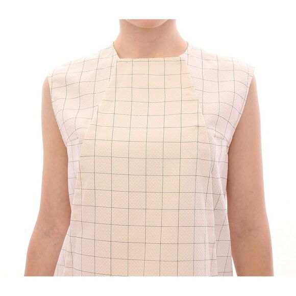 Andrea Incontri Beige Grid Sleeveless Suit GSS10710 Women White Tops & T-Shirts - Picture 4 of 6
